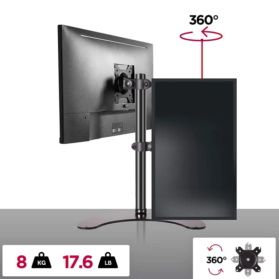 DM15D1 Support écran PC sur socle pour bureau Bras de moniteur Rotatif Inclinable Pivotant Compatible VESA 75 100 Duronic