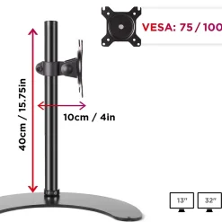 DM15D1 Support écran PC sur socle pour bureau Bras de moniteur Rotatif Inclinable Pivotant Compatible VESA 75 100 Duronic