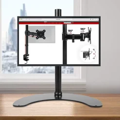 DM15D1 Support écran PC sur socle pour bureau Bras de moniteur Rotatif Inclinable Pivotant Compatible VESA 75 100 Duronic