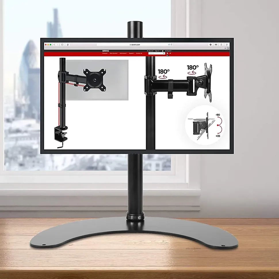 DM15D1 Support écran PC sur socle pour bureau Bras de moniteur Rotatif Inclinable Pivotant Compatible VESA 75 100 Duronic