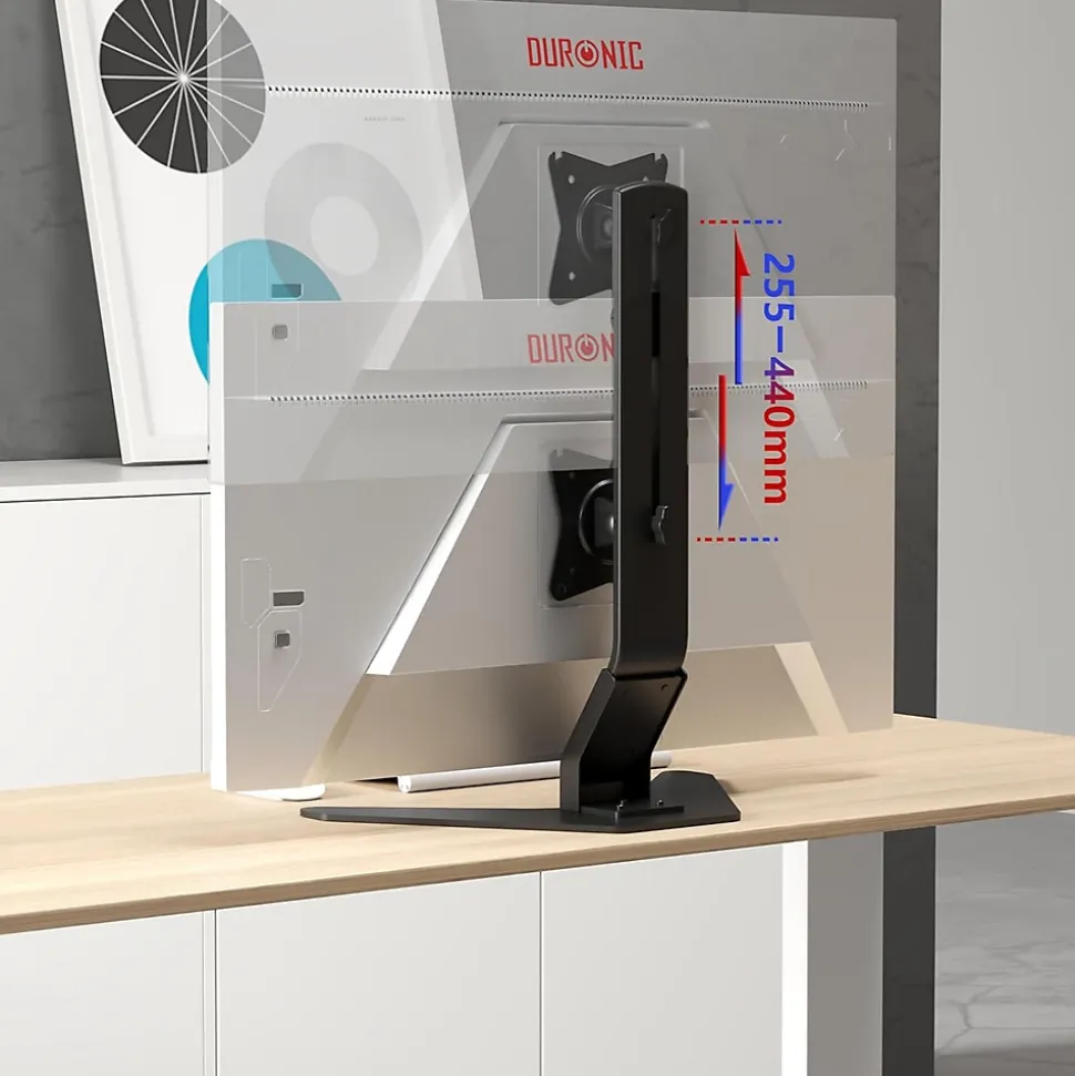 DM12D1 Support écran PC sur socle pour bureau Bras de moniteur Rotatif Inclinable Pivotant Compatible VESA 75 100 Duronic