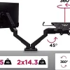 DMDCL1X1 Support écran PC et ordinateur portable à pince pour bureau Rotatif Inclinable Pivotant Compatible VESA 75 100 Duronic