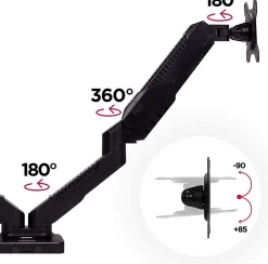 DMDCL1X1 Support écran PC et ordinateur portable à pince pour bureau Rotatif Inclinable Pivotant Compatible VESA 75 100 Duronic