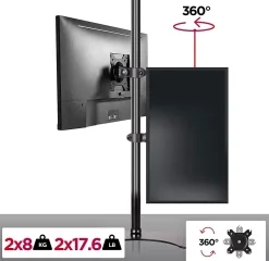 DM15D2V2 Support 2 écrans PC sur socle pour bureau Bras de moniteurs Rotatif Inclinable Pivotant Compatible VESA 75 100 Duronic