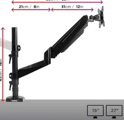 DMG52 Support 2 écrans PC à pince pour bureau Bras de moniteur Rotatif Inclinable Pivotant Compatible VESA 75 100 Duronic