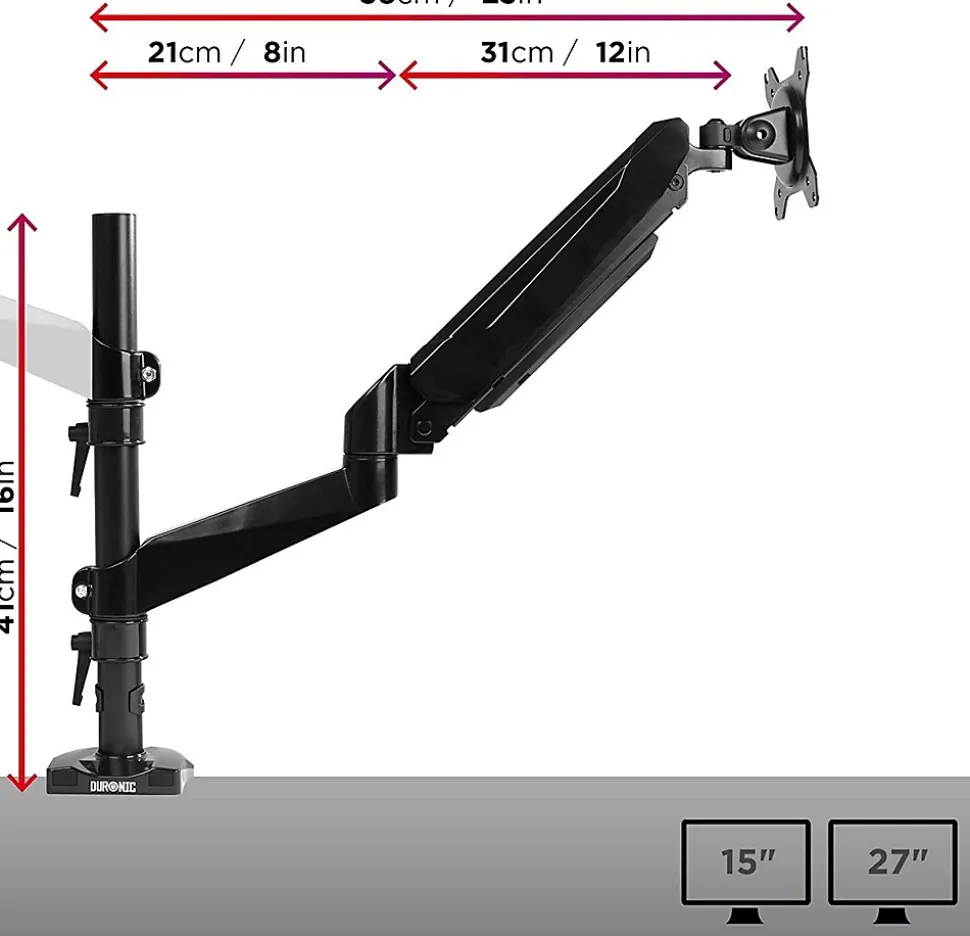DMG52 Support 2 écrans PC à pince pour bureau Bras de moniteur Rotatif Inclinable Pivotant Compatible VESA 75 100 Duronic
