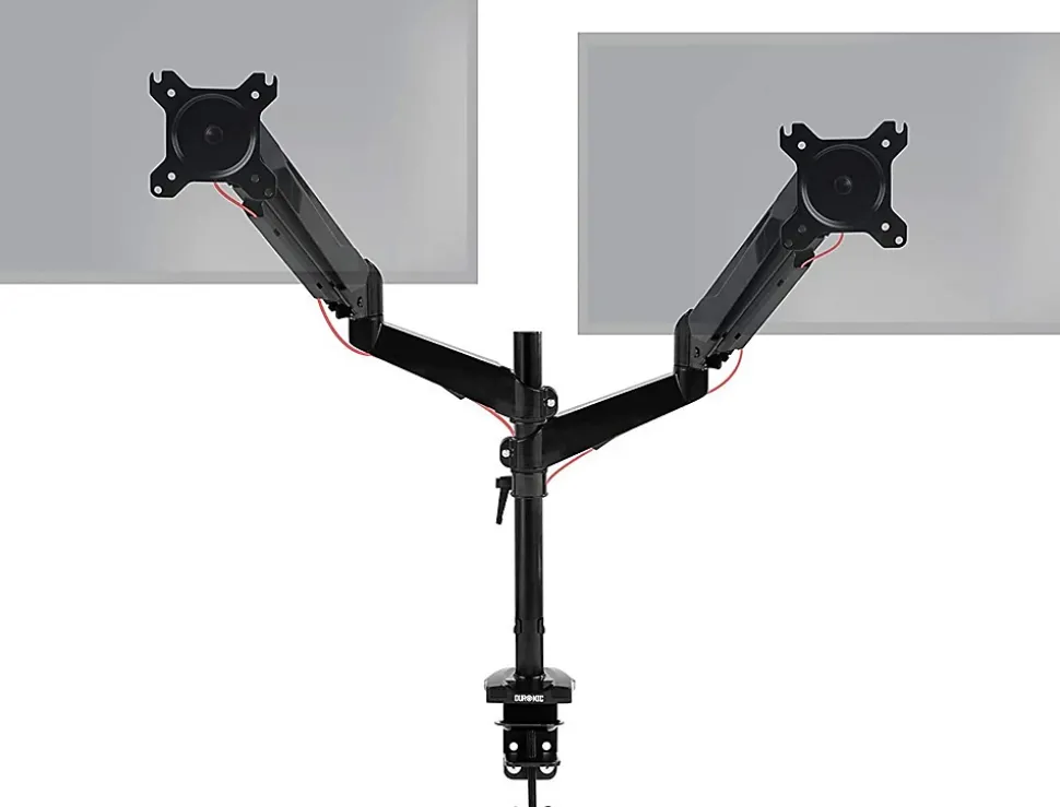 DMG52 Support 2 écrans PC à pince pour bureau Bras de moniteur Rotatif Inclinable Pivotant Compatible VESA 75 100 Duronic