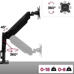 DMG52 Support 2 écrans PC à pince pour bureau Bras de moniteur Rotatif Inclinable Pivotant Compatible VESA 75 100 Duronic