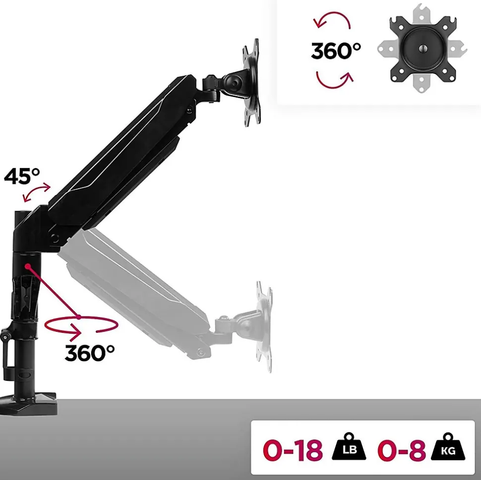 DMG52 Support 2 écrans PC à pince pour bureau Bras de moniteur Rotatif Inclinable Pivotant Compatible VESA 75 100 Duronic