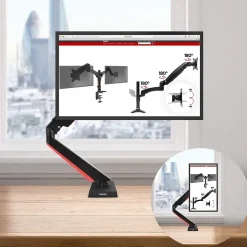 DMGM5X1 Support écran PC à pince pour bureau Bras de moniteur Rotatif Inclinable Pivotant Compatible VESA 75 100 Duronic