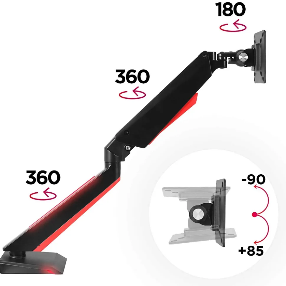 DMGM5X1 Support écran PC à pince pour bureau Bras de moniteur Rotatif Inclinable Pivotant Compatible VESA 75 100 Duronic