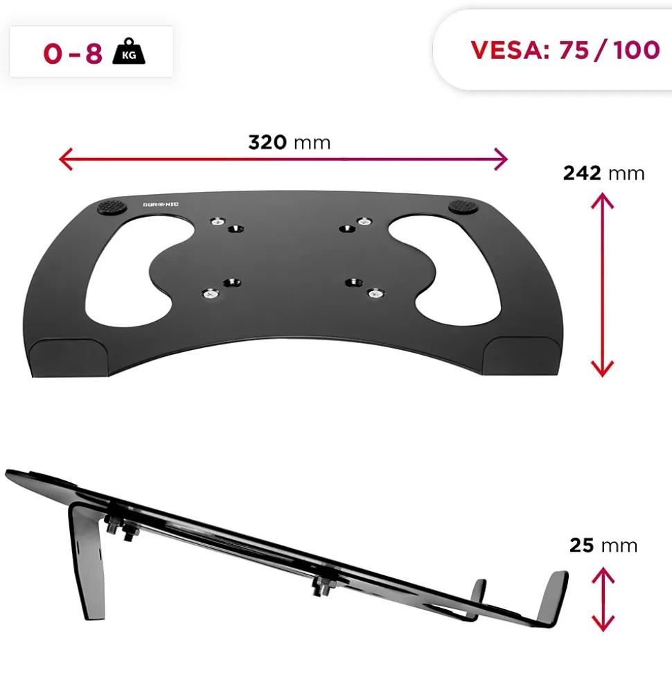 DML1 BK Support pour ordinateur portable tablette accessoire Compatible avec la gamme DM35 VESA 75 100 Duronic