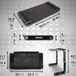DML121 Support pour ordinateur portable tablette 25,5 x 39,5 cm Pliable réglable 6 articulations Charge max 10 kg Duronic