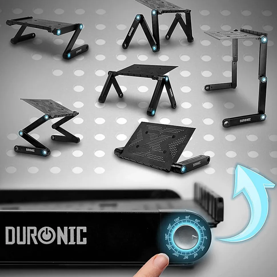DML121 Support pour ordinateur portable tablette 25,5 x 39,5 cm Pliable réglable 6 articulations Charge max 10 kg Duronic