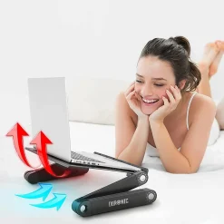 DML121 Support pour ordinateur portable tablette 25,5 x 39,5 cm Pliable réglable 6 articulations Charge max 10 kg Duronic