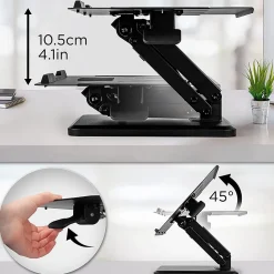 DML125 Support pour ordinateur portable tablette 26,5 x 40 cm Hauteur ajustable de 8 à 18,5 cm Charge max 5 kg Duronic