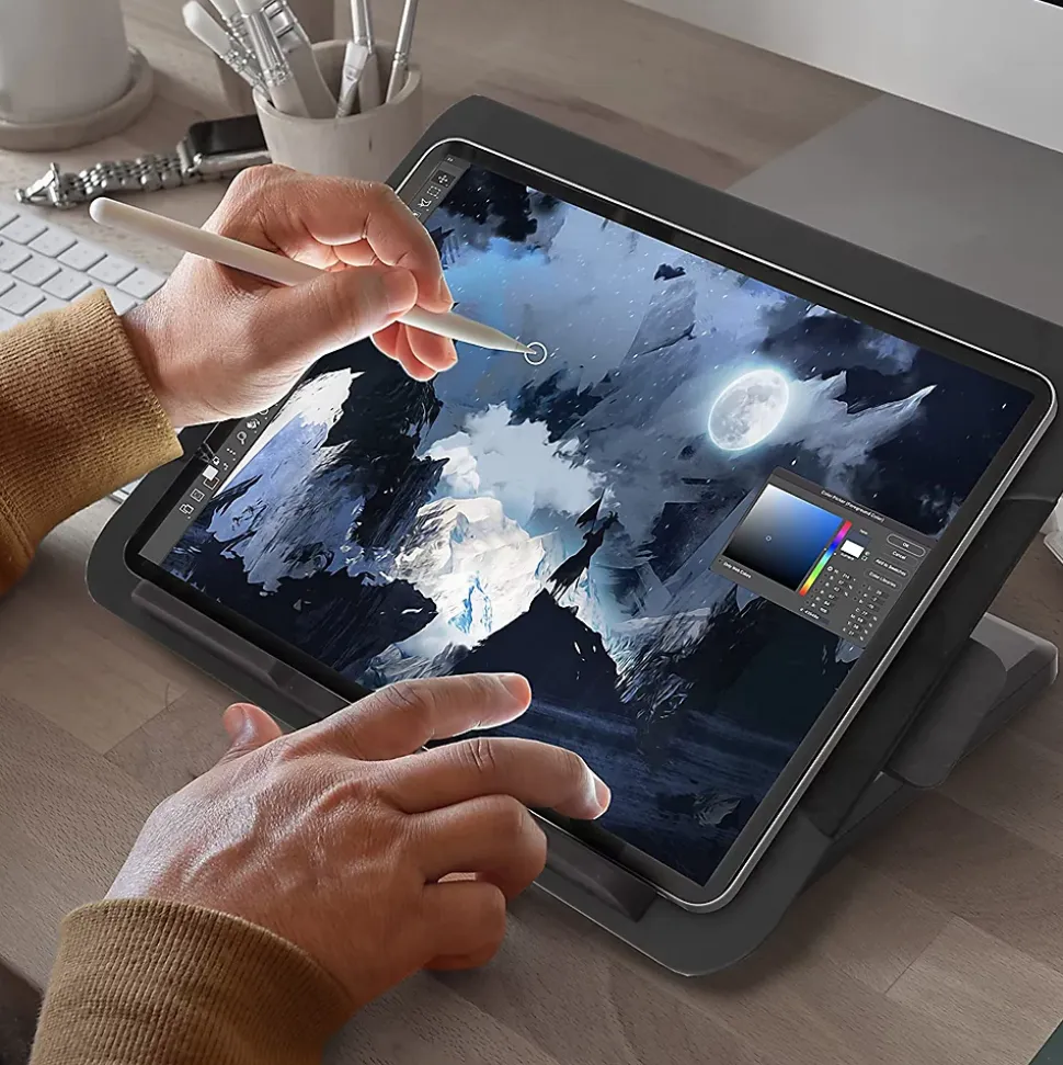 DML125 Support pour ordinateur portable tablette 26,5 x 40 cm Hauteur ajustable de 8 à 18,5 cm Charge max 5 kg Duronic
