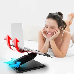 DML125 Support pour ordinateur portable tablette 26,5 x 40 cm Hauteur ajustable de 8 à 18,5 cm Charge max 5 kg Duronic