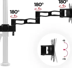 DM35P2 Bras double articulation pour écrans Support d'écran sans potence Equivalent au support d'écrans DM352 VESA 75 100 Duronic