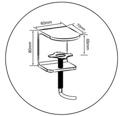 DM35POLE-80 Potence de 80 cm Fixation à pince Compatible avec support d'écran Permet d'ajuster la hauteur de l'écran Duronic
