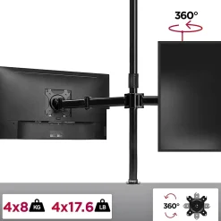 DMT254 Support 4 écrans PC à pince pour bureau Bras de moniteur Rotatif Inclinable Pivotant Compatible VESA 75 100 Duronic