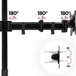DMT254 Support 4 écrans PC à pince pour bureau Bras de moniteur Rotatif Inclinable Pivotant Compatible VESA 75 100 Duronic