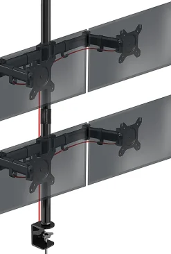 DMT254 Support 4 écrans PC à pince pour bureau Bras de moniteur Rotatif Inclinable Pivotant Compatible VESA 75 100 Duronic