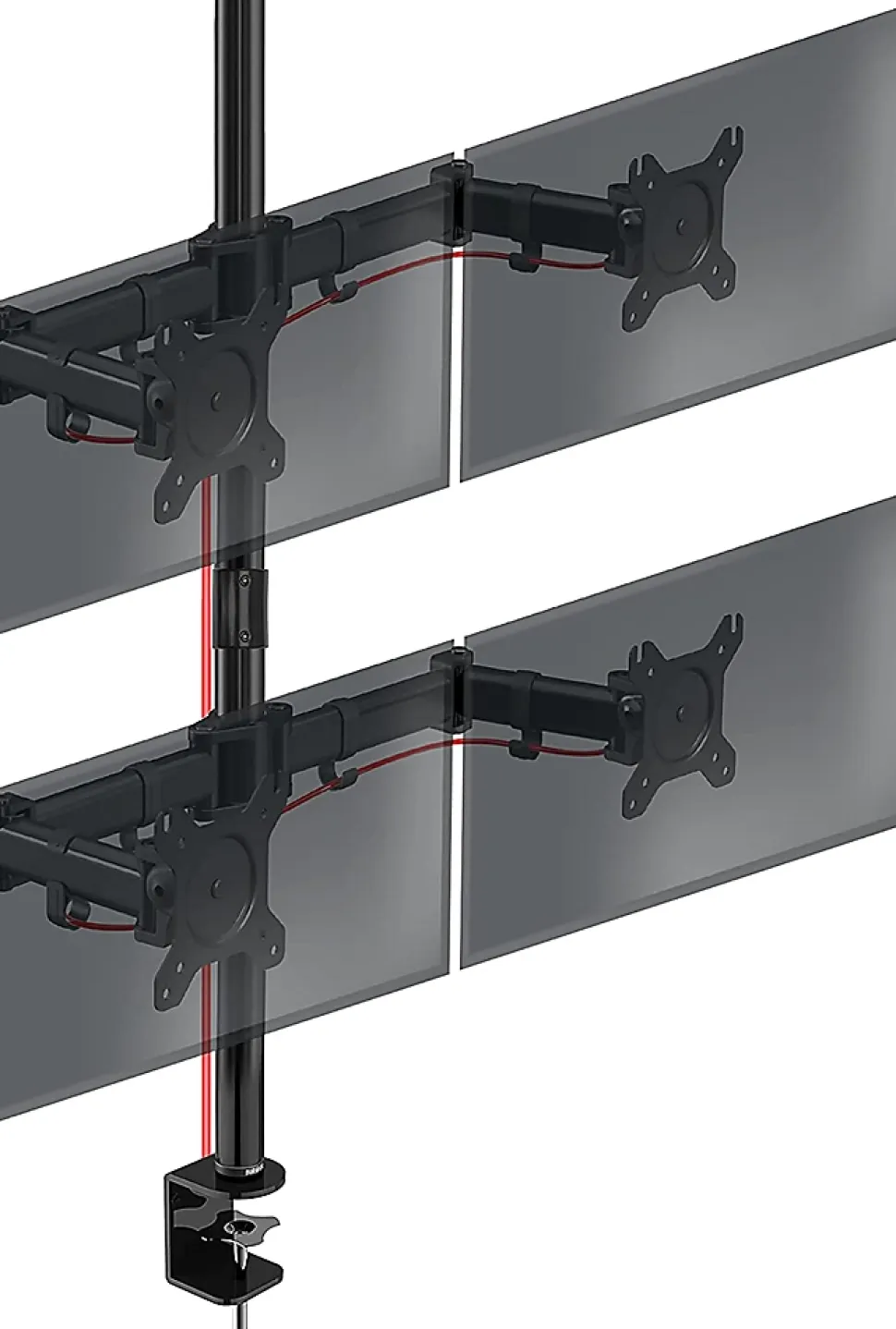 DMT254 Support 4 écrans PC à pince pour bureau Bras de moniteur Rotatif Inclinable Pivotant Compatible VESA 75 100 Duronic