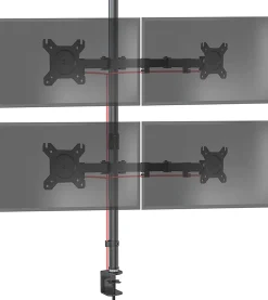 DMT154 Support 4 écrans PC à pince pour bureau Bras de moniteur Rotatif Inclinable Pivotant Compatible VESA 75 100 Duronic