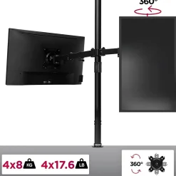 DMT154 Support 4 écrans PC à pince pour bureau Bras de moniteur Rotatif Inclinable Pivotant Compatible VESA 75 100 Duronic