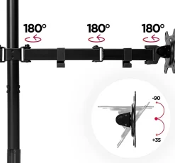 DMT154 Support 4 écrans PC à pince pour bureau Bras de moniteur Rotatif Inclinable Pivotant Compatible VESA 75 100 Duronic