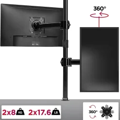 DMT252VX1 Support 2 écrans PC à pince pour bureau Bras de moniteur Rotatif Inclinable Pivotant Compatible VESA 75 100 Duronic
