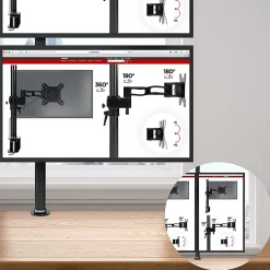 DMT252VX1 Support 2 écrans PC à pince pour bureau Bras de moniteur Rotatif Inclinable Pivotant Compatible VESA 75 100 Duronic