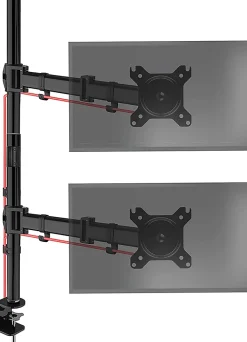 DMT252VX2 Support 2 écrans PC à pince pour bureau Bras de moniteur Rotatif Inclinable Pivotant Compatible VESA 75 100 Duronic
