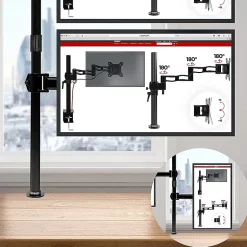 DMT252VX2 Support 2 écrans PC à pince pour bureau Bras de moniteur Rotatif Inclinable Pivotant Compatible VESA 75 100 Duronic