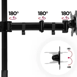 DMT252VX2 Support 2 écrans PC à pince pour bureau Bras de moniteur Rotatif Inclinable Pivotant Compatible VESA 75 100 Duronic