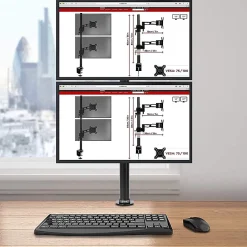 DM15V2 Support 2 écrans PC à pince pour bureau Bras de moniteur Rotatif Inclinable Pivotant Compatible VESA 75 100 Duronic