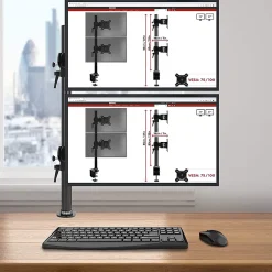 DM35V2X2 Support 2 écrans PC à pince pour bureau Bras de moniteur Rotatif Inclinable Pivotant Compatible VESA 75 100 Duronic