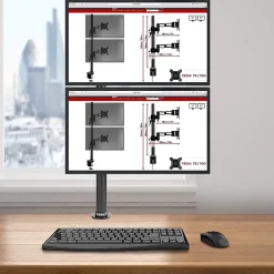 DM35V2X1 Support 2 écrans PC à pince pour bureau Bras de moniteur Rotatif Inclinable Pivotant Compatible VESA 75 100 Duronic