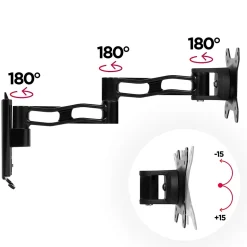 DM35W1X3 Support mural écran PC Bras de moniteur Rotatif Inclinable Pivotant Compatible VESA 75 100 Passe câble Duronic