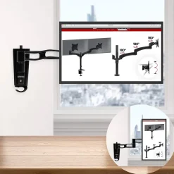 DM35W1X3 Support mural écran PC Bras de moniteur Rotatif Inclinable Pivotant Compatible VESA 75 100 Passe câble Duronic