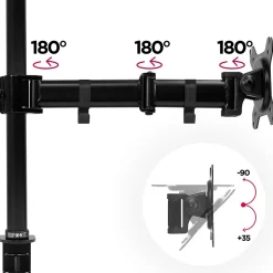 DM251X3 BK Support écran PC à pince pour bureau Bras de moniteur Rotatif Inclinable Pivotant Compatible VESA 75 100 Duronic