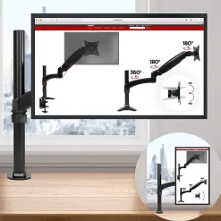 DM451X2 Support écran PC à pince pour bureau Bras de moniteur Rotatif Inclinable Pivotant Compatible VESA 75 100 Duronic