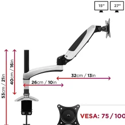 DM651X2 Support écran PC à pince pour bureau Bras de moniteur Rotatif Inclinable Pivotant Compatible VESA 75 100 Duronic