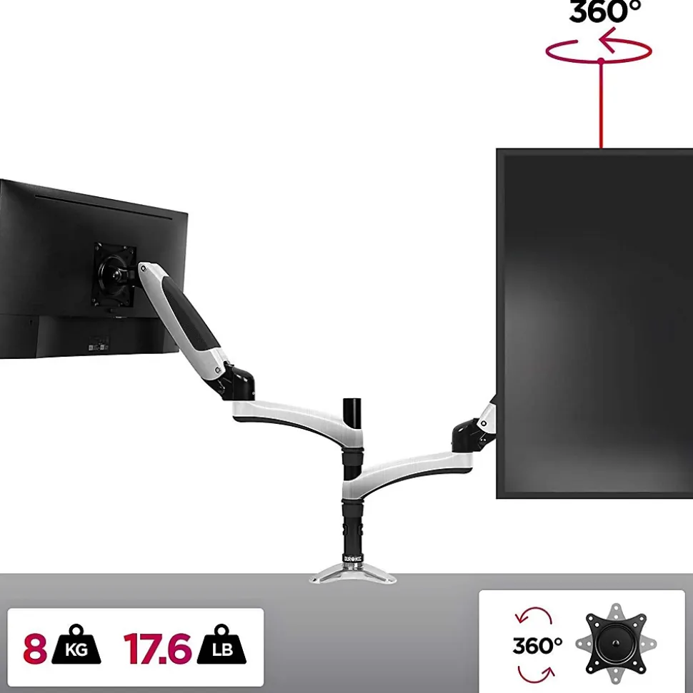 DM651X2 Support écran PC à pince pour bureau Bras de moniteur Rotatif Inclinable Pivotant Compatible VESA 75 100 Duronic