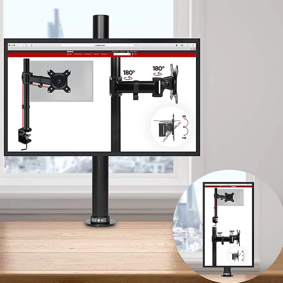 DM151X1 Support écran PC à pince pour bureau Bras de moniteur Rotatif Inclinable Pivotant Compatible VESA 75 100 Duronic