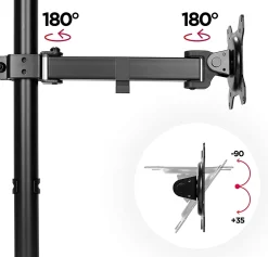 DM151X2 Support écran PC à pince pour bureau Bras de moniteur Rotatif Inclinable Pivotant Compatible VESA 75 100 Duronic