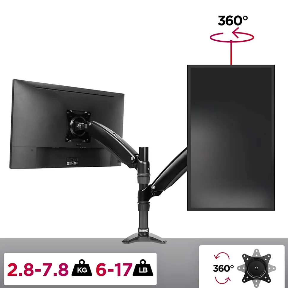 DM551X1 Support écran PC à pince pour bureau Bras de moniteur Rotatif Inclinable Pivotant Compatible VESA 75 100 Duronic