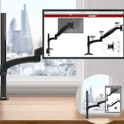 DM451X3 Support écran PC à pince pour bureau Bras de moniteur Rotatif Inclinable Pivotant Compatible VESA 75 100 Duronic