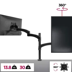 DM451X3 Support écran PC à pince pour bureau Bras de moniteur Rotatif Inclinable Pivotant Compatible VESA 75 100 Duronic